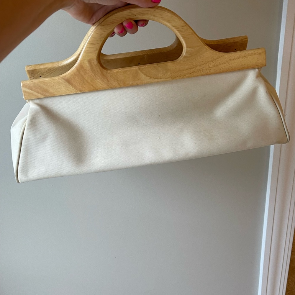 Estee Lauder Ivory Clutch with Wooden Handle